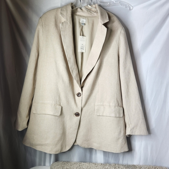 Women's Linen Blend Spring Blazer A New Day Natural Tan Size XXL - Picture 4 of 15